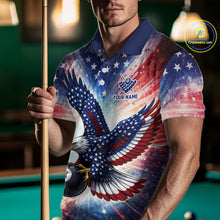 Load image into Gallery viewer, Personalized American Flag Eagle 8 Ball Billiard Shirt For Men, Patriotic Pool Team Jersey TDM5880