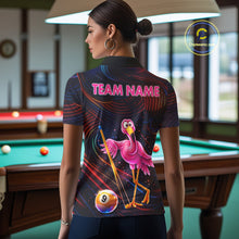Load image into Gallery viewer, Funny Neon Flamingo 8 Ball &amp; 9 Ball Billiard Shirt For Women Custom Pool Team Jersey Polo &amp; 1/4 Zip TDM6257