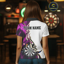 Load image into Gallery viewer, Personalized Purple Flaming Darts Jersey For Women Custom Darts Team Shirts Polo &amp; Quarter Zip TDM4513