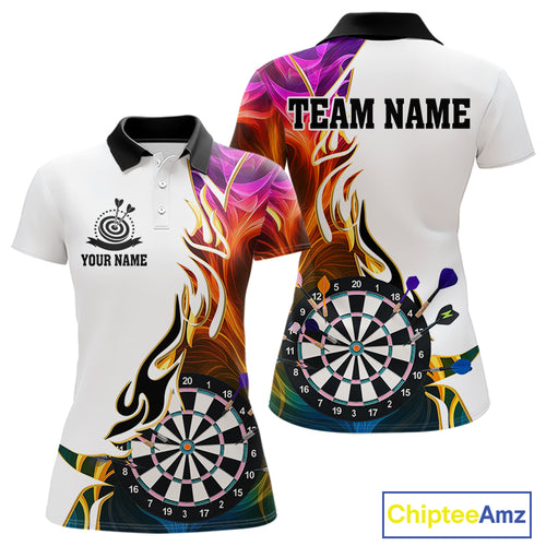 Personalized Colorful Flaming Darts Jersey For Women Custom Darts Team Shirts Polo & Quarter Zip TDM4514