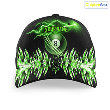 Load image into Gallery viewer, Personalized Green Icy Lightning 8 Ball Pool Top Hat Billiard, 3D Printed Baseball Billiard Caps TDM2670