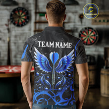 Load image into Gallery viewer, Black And Blue Custom Wings Darts Shirt For Men, Darts Jersey Pocket Option TDM3840