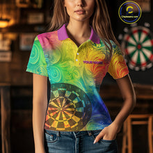 Load image into Gallery viewer, Personalized Funny Colorful Dart Shirt Polo &amp; 1/4 Zip For Women Custom Dart Jerseys Team Outfit TDM3844