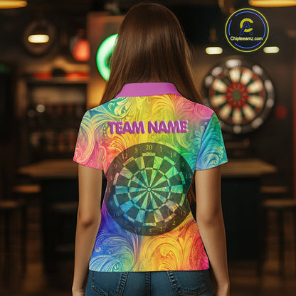 Personalized Funny Colorful Dart Shirt Polo & 1/4 Zip For Women Custom Dart Jerseys Team Outfit TDM3844
