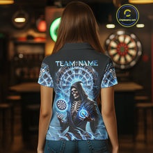 Load image into Gallery viewer, Funny Blue Icy Dartboard Grim Reaper Shirt Custom Darts Jersey Team Polo &amp; 1/4 Zip For Women TDM4527