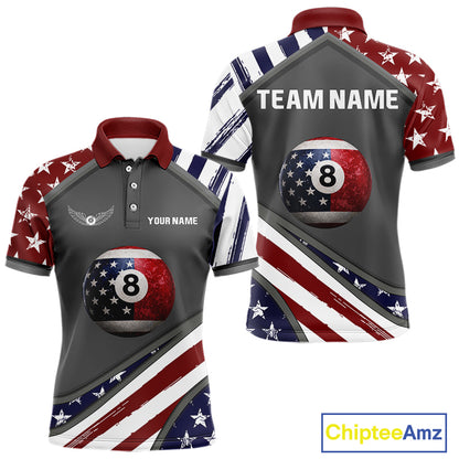 Patrioitc 8 Ball Pool Men Billiard Polo & 1/4-Zip Shirt Personalized Billiard Team Jersey NYN2376