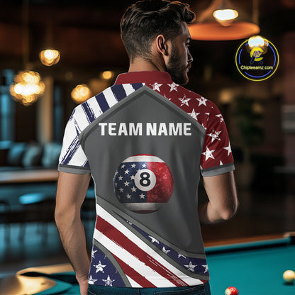 Patrioitc 8 Ball Pool Men Billiard Polo & 1/4-Zip Shirt Personalized Billiard Team Jersey NYN2376