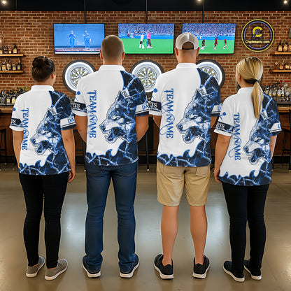Blue Thorny Camo Wolf Dart Shirts For Men Custom Camouflage Darts Jersey Team Polo & 1/4 Zip Shirt TDM5667