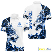Load image into Gallery viewer, Blue Thorny Camo Wolf Dart Shirts For Men Custom Camouflage Darts Jersey Team Polo &amp; 1/4 Zip Shirt TDM5667
