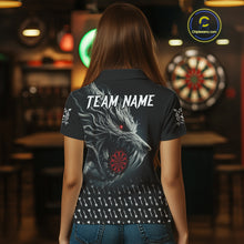 Load image into Gallery viewer, Personalized Viking 3D Wolf Dart Shirts For Women Custom Black Dart Team Jerseys Polo &amp; Quarter Zip TDM3848