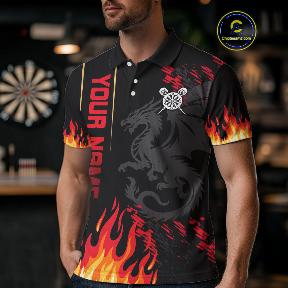 Red Black Dragon Dartboards Custom Flame Dart Shirts For Men, Dart Team Jerseys NYN0081