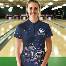 Load image into Gallery viewer, Custom Astronaut Galaxy Funny Bowling Jersey For Women, Bowling Polo &amp; Quarter Zip Team Shirts TDM6273