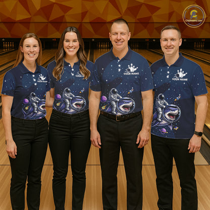 Custom Astronaut Galaxy Funny Bowling Jersey For Women, Bowling Polo & Quarter Zip Team Shirts TDM6273