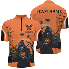 Load image into Gallery viewer, Halloween Spook Night Grim Reaper Custom Darts Shirts For Men, Orange  Dart Jerseys TDM2686