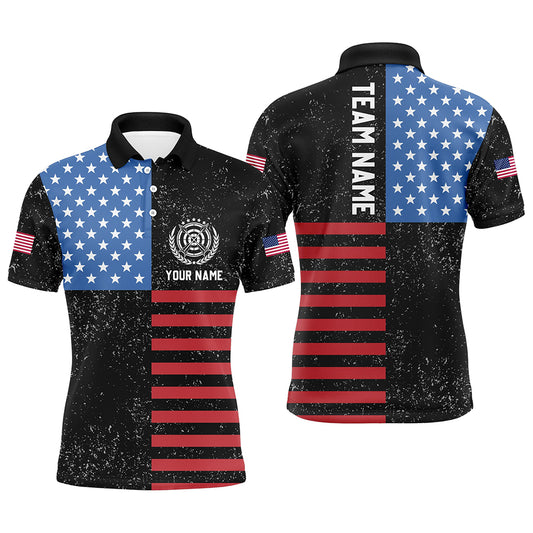 Personalized American Flag Archery Polo Shirts For Men Custom Patriotic US Archery Shirts For Team TDM0518