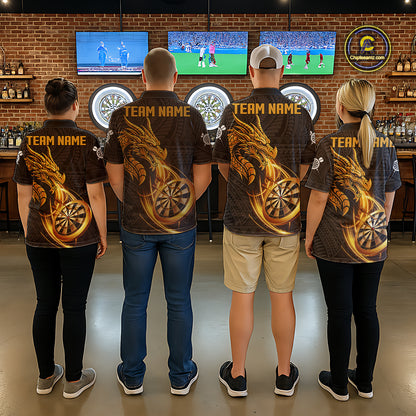Black And Golden Custom Tribal Dragon Darts Shirt For Men, Darts Team Jersey Polo & Quarter Zip TDM5390