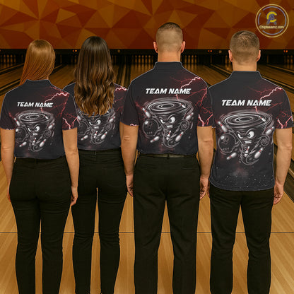 Personalized Thunder Lightning Tornado Funny Bowling Shirt For Women Custom Bowling Team Jersey |Red TDM5393
