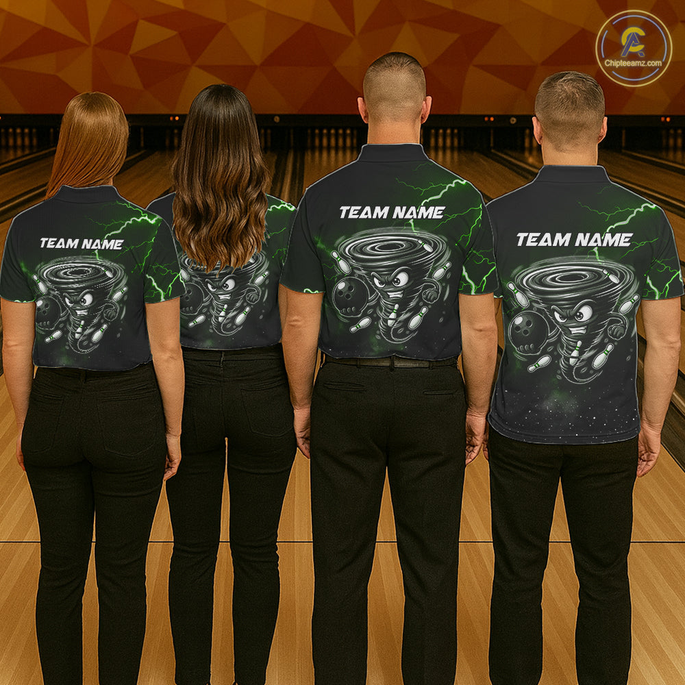 Personalized Thunder Lightning Tornado Funny Bowling Shirt For Men, Bowling Team Jersey |Green TDM5395