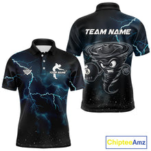 Load image into Gallery viewer, Blue Funny Tornado 8 Ball Pool Billiard Shirt For Men Custom Thunder Lightning Billiard Team Jersey TDM5396