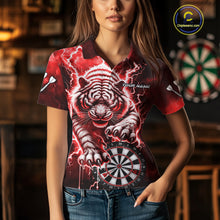 Load image into Gallery viewer, Personalized Thunder Lightning Tiger Dart Shirts For Women Custom 3D Dart League Team Jersey|Red TDM3861