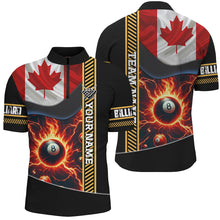 Load image into Gallery viewer, Personalized Canada Flag Lightning 8 Ball Pool Fire Men Billiard Shirts, Patriotic Billiard Jersey TDM1976