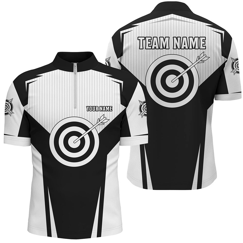 Black Archery Jerseys Men Quarter-Zip Shirts Custom Team Name Archery Uniform Jerseys TDM0706