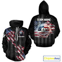Load image into Gallery viewer, American Flag Smoke Billiard Hoodie For Men And Women Custom Patriotic 8 Ball Hoodie Team Jersey TDM5692
