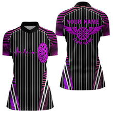 Load image into Gallery viewer, Neon Pink Dartboard Pulse Heartbeat Custom Women Dart Shirts, Funny Wings Cool Dart Team Jerseys TDM3525