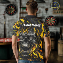 Load image into Gallery viewer, Black Yellow Skull Lightning Splash Darts Shirt For Men Custom Darts Jersey Team Polo &amp; 1/4 Zip TDM5893