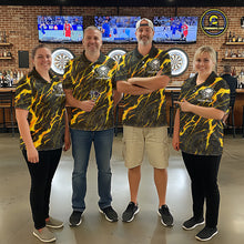 Load image into Gallery viewer, Black Yellow Skull Lightning Splash Darts Shirt For Men Custom Darts Jersey Team Polo &amp; 1/4 Zip TDM5893