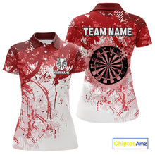 Load image into Gallery viewer, Personalized Red Grunge Darts Jerseys For Women Custom Darts Team Shirts Polo &amp; Quarter Zip TDM5894