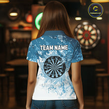 Load image into Gallery viewer, Personalized Blue Grunge Darts Jerseys For Women Custom Darts Team Shirts Polo &amp; Quarter Zip TDM5895