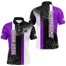 Load image into Gallery viewer, Personalized Black Purple Billiard Polo &amp; 1/4 Zip For Men Custom 8 Ball Pool Billiard Team Jersey TDM3690