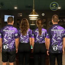 Load image into Gallery viewer, Purple 8 Ball Thunder Lightning Tiger Billiard Shirt For Women Custom Pool Team Jersey Polo, 1/4 Zip TDM6038