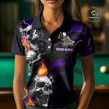 Load image into Gallery viewer, Personalized Purple Smoke Skull Billiard Shirts For Women Custom Grim Reaper Billiard Jerseys TDM3870