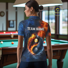 Load image into Gallery viewer, Personalized Water And Fire 8 Ball &amp; 9 Ball Billiard Shirt For Women, Pool Team Jersey Polo &amp; 1/4 Zip TDM6297
