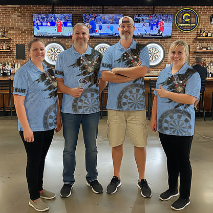 Eagle Retro American Flag Patriotic Darts Shirts For Women Custom Darts League Team Jersey | Blue TDM7190