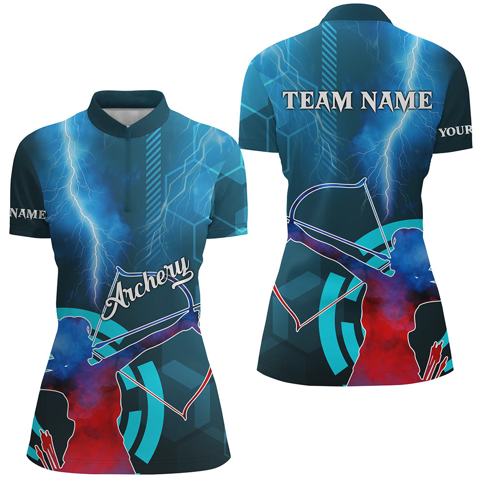 Personalized Archery 3d Thunder Lightning Women Quarter-Zip Shirts, Archery Jersey Designs TDM0539