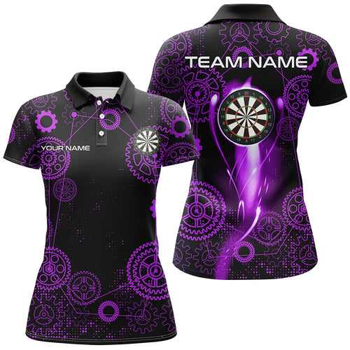 Purple Darts Gearwheel Pattern Custom Dart Shirts For Women, Dart Jerseys Darts League Team Uniform TDM3189