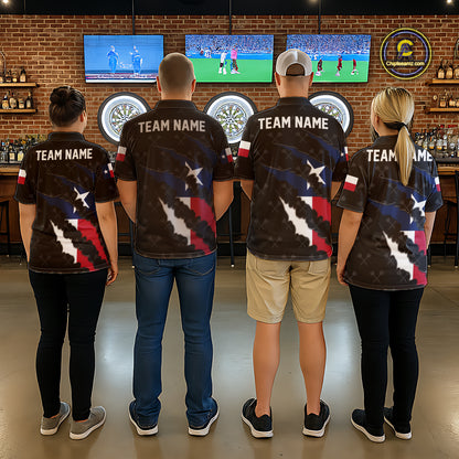 Personalized Texas Flag Darts Pattern Polo & 1/4 Zip For Women Custom Texas Darts Team Jerseys TDM5418
