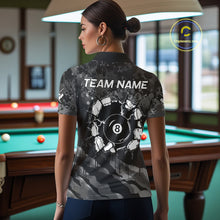 Load image into Gallery viewer, Personalized Grunge Camo Billiard Shirts For Women, 8 Ball Pool Team Jersey Polo &amp; 1/4 Zip TDM5903