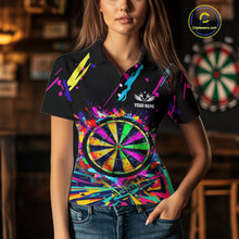 Load image into Gallery viewer, Colorful Neon Darts Shirts For Women Custom Darts Jerseys Polo &amp; 1/4 Zip, Darts Team Shirt TDM3878