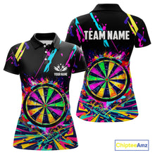 Load image into Gallery viewer, Colorful Neon Darts Shirts For Women Custom Darts Jerseys Polo &amp; 1/4 Zip, Darts Team Shirt TDM3878