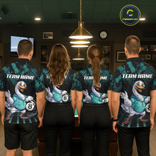 Load image into Gallery viewer, Black And Teal Grunge 8 Ball Pool Billiard Shirt For Women Custom Funny Duck Pool Team Jersey NYN3012