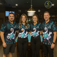 Load image into Gallery viewer, Black And Teal Grunge 8 Ball Pool Billiard Shirt For Women Custom Funny Duck Pool Team Jersey NYN3012