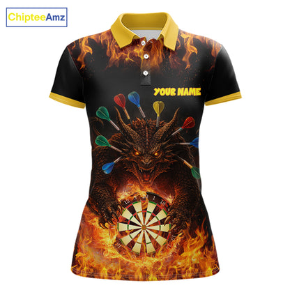 Personalized Dragon Flame Lion Darts Shirt For Women Custom Darts Jersey Team Polo & Quarter Zip TDM6313