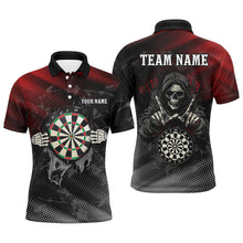 Load image into Gallery viewer, Red And Black Grim Reaper Custom Darts Shirts For Men, Personalized Skull Darts Team Jerseys TDM1987