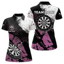 Load image into Gallery viewer, Pink Black Grunge Darts Polo, 1/4 Zip Custom Dart Shirt For Women Dart Jersey TDM3541