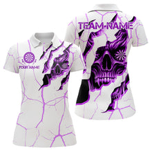 Load image into Gallery viewer, Personalized Skull White Purple Grunge Darts Polo &amp; Quarter-Zip For Women Custom Dart Team Jerseys TDM3704