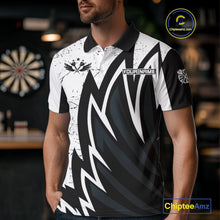 Load image into Gallery viewer, Personalized Black White Break Glass Dart Shirts For Men Custom Wings Dart Jersey Polo &amp; 1/4 Zip TDM3881